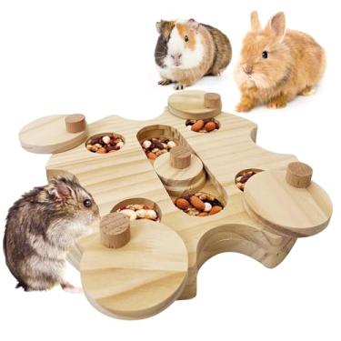 Imagem de BNOSDM Brinquedos de forrageamento para hamster, quebra-tédio, animais de estimação, ratos, brinquedos de forrageamento, brinquedos de coelho para coelhos, brinquedos interativos de madeira para