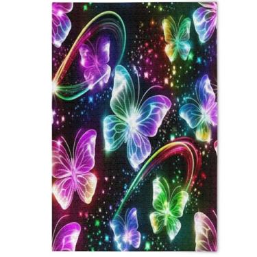 Imagem de Quebra-cabeça adulto 500 peças arte família jogo pintura borboleta brilhante preto legal Prime quebra-cabeças engraçados presentes de jogo de quebra-cabeça, 500 peças, 52 cm x 37,8 cm