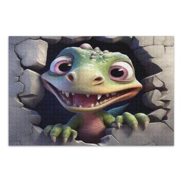 Imagem de Quebra-cabeças de fantasia de dinossauros fofos para adultos com letras nas costas quebra-cabeças para adultos 500 peças