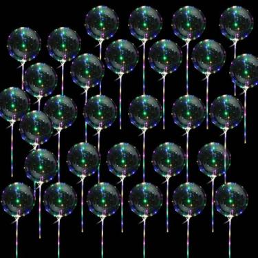 Imagem de Kit Festa Decoração, Kit 10/20/30 e 50 Balões Transparente Balão Bubble Luz Cristal para Festa e Eventos com Led 24 Polegadas (30 Unidades)