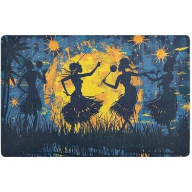 Imagem de Capacho feminino tribal africano personalizado dançando Halloween lindo tapete de porta da frente, tapetes internos para entrada tapetes engraçados externos antiderrapantes 81 x 50 cm