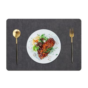 Imagem de POCREATION 6Pcs Jogo de Capachos de Couro Falso, Capachos de Mesa Texturizados Com Revestimento à Prova de Água, Óleo e Calor, para Restaurantes, Cozinhas, Varandas e Jardins (Preta)