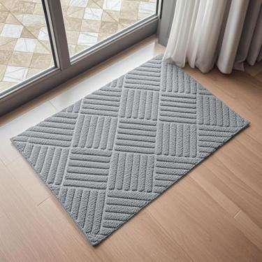 Imagem de Tapete de Porta Grande Antiderrapante Borracha Cortável 40x60cm 50x80cm – Capacho Entrada Limpeza Fácil e Seguro (Cinza claro,kit 2 （40 * 60 cm）)