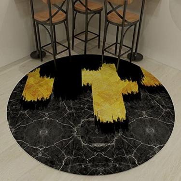 Imagem de Tapete redondo com textura de mármore para quarto, lavável, sala de jantar, estilo moderno, decoração de casa, tapete redondo, A, diâmetro 120 cm