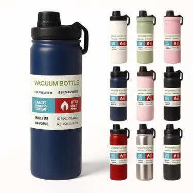 Imagem de Garrafa Térmica Inox 800 ml Parede Dupla – Mantém Bebida Gelada 24h ou Quente 8h, Tampa Antivazamento, Squeeze para Academia, Trabalho e Viagem (Azul Marinho)