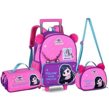 Imagem de Kit Mochila Escolar de Rodinhas Luluca Lancheira e Estojo Clio STYLE