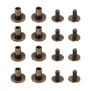 Imagem de Ainoli 120 conjunto de parafusos chicago 9.5x8mm diy sem rebarbas latão curvado aparência plana galvanoplastia ferramenta rebite de couro (Bronze)