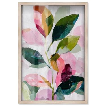 Imagem de Artistic Arbor I Shadowbox Print Pink Palm Wall Art por Art Remedy, moldura loira, 28 x 40 cm