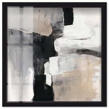 Imagem de Shades of Gray I Shadowbox Print Minimalist Wall Art por Art Remedy, moldura preta, 53 x 53 cm