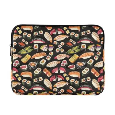 Imagem de Bolsa de trabalho com flores vermelhas, bolsas de laptop de 33 a 13,3 polegadas para homens, pasta de laptop média para mulheres, Preto sushi, Medium