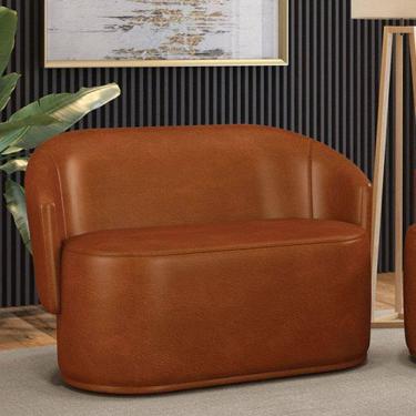 Imagem de Sofá 2 Lugares Namoradeira Orgânica Para Sala Malu Sintético Pu Nozes M11 - D`rossi