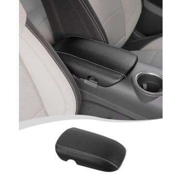 Imagem de Hoolcar Capa de almofada de apoio de braço, tampa de console central compatível com Ford Mustang 2015-2025, substituição de couro, fibra de carbono