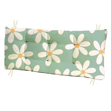Imagem de Almofada Futon Grande 110x35 cm Estampada para Banco e Cadeira Almofada Decorativa Moderna para Sala Varanda e Jardim (Margaridas Verde)