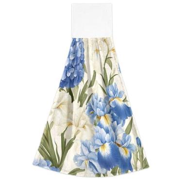 Imagem de Joitme Toalhas de mão penduradas para cozinha floral flor azul creme forno toalhas de chá conjunto de 2, toalha de cozinha macia absorvente de outono fofa, 18,2 x 14 polegadas