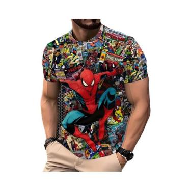 Imagem de Camiseta masculina de super-herói da Marvel com estampa 3D Spider-Man 