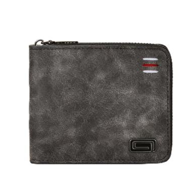 Imagem de Carteira confortável universal luxuosa preta de camurça de grão de lichia, design curto preto luxuoso com alça, camurça de grão de lichia e forro interior macio e confortável