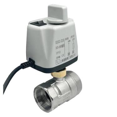 Imagem de Válvula esférica motorizada de aço inoxidável de 1/2 3/4 1 1-1/4 1-1/2 2 polegadas com interruptor manual válvulas normalmente fechadas/abertas, controle de 2 fios, 1 peça (DN25, normalmente aberto