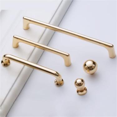 Imagem de Puxadores de armário dourados brilhantes de liga de zinco puxadores de gaveta sólidos puxadores de porta de armário de cozinha puxadores de móveis 1 peça (6197-ouro-192 mm)