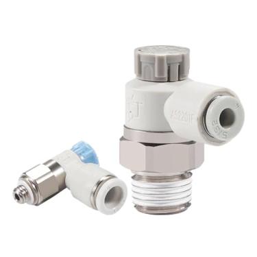 Imagem de 1 peça AS1201F AS2201F 3201F Controlador de velocidade com um toque de válvula de aceleração para fora do medidor encaixe pneumático (M5-04a, regulação de escape)