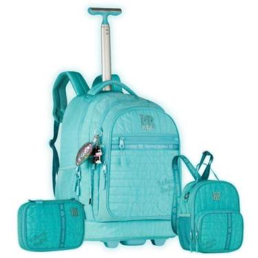 Imagem de Kit Mochila Rebecca Bonbon Rodas Lancheira E Estojo Box Azul