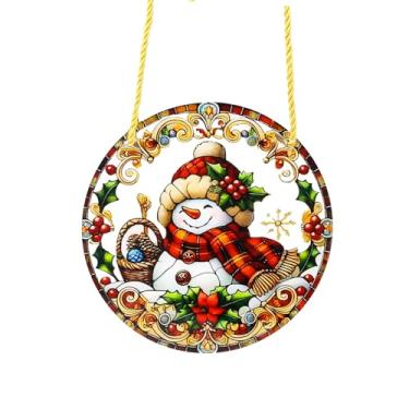 Imagem de Enfeite de disco de acrílico de Papai Noel de Natal para árvore, parede, janela, decoração de festa em casa (J)