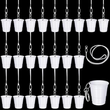 Imagem de FoldTier Colares de vidro de shot com cordão de 59 g clipe de plástico mini copos de shot festa para casamento, Halloween, Natal, aniversário, festa, uísque, tequila, vodka, suprimentos (branco