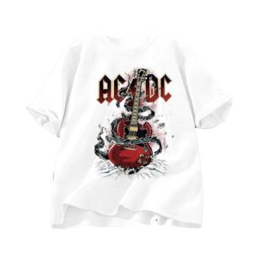 Imagem de Camiseta Unissex De Algodão AC/DC Band Retro Hip Hop Streetwear Haraju