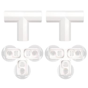 Imagem de FXW Cercadinho de acrílico para cães, conjunto com 2 fivelas T complementares para compartimento, para cercadinho de 61 cm, branco