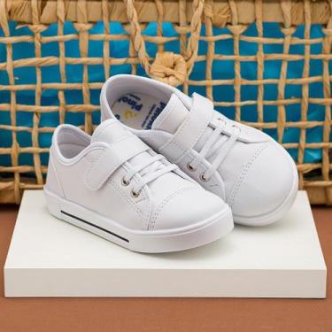 Imagem de Tênis Infantil Branco Casual Pinokio Calce Fácil, Branco, 24