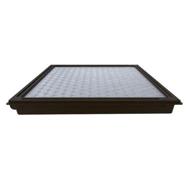 Imagem de Tampa Casa Máquina Piscina Com Rebaixo Gaveta Preto 85x85cm
