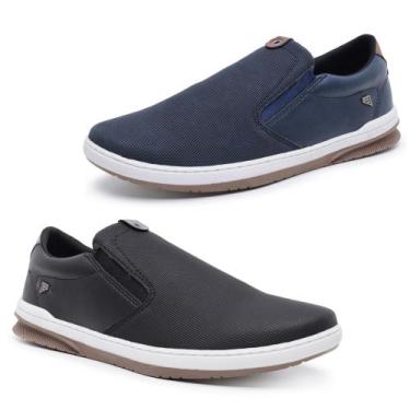 Imagem de Kit 2 Sapatênis - Slip-On Masculino Bardone Calce Fácil, Azul, Preto, 