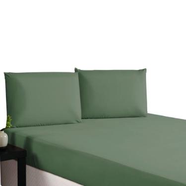Imagem de Roupa de Cama Verde Micropercal 3 Pçs Queen Quarto de Casal - ENTROU C