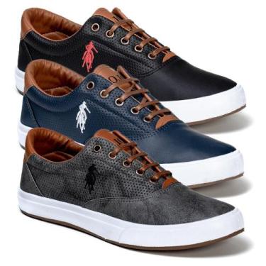Imagem de kit 3 pares do tenis masculino Polo Open casual dia a dia sapatenis ca