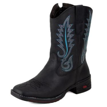 Imagem de Bota Texana Feminina Couro Pena DIfranca - VF200D - Preto, 39