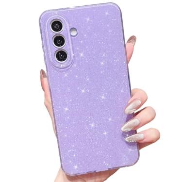 Imagem de MINSCOSE Capa compatível com Samsung Galaxy A26 5G, linda cor neon brilhante, brilhante, fina, à prova de choque, capa brilhante de silicone para mulheres meninas A26 17 cm - roxo