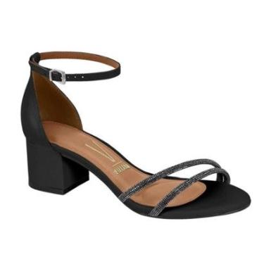 Imagem de Sandália Vizzano Salto Bloco Baixo Traseiro Fechado Tiras Cristal Pelica-Feminino