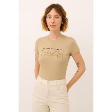 Imagem de Camiseta Feminina Beautiful Polo Wear Bege Medio-Feminino