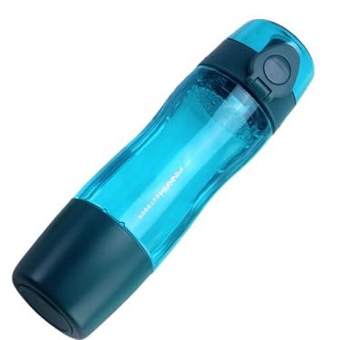 Imagem de Garrafa de água de um botão para esportes ao ar livre, design à prova de vazamento de 470/570 mL com filtro de chá, material PC de grau alimentício, recipiente antiqueda (filtro azul de 570 ml)