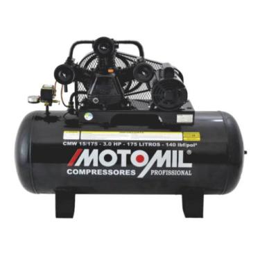 Imagem de Compressor 140Lbs 3HP Monofásico 127/220V CMW-15/175 Motomil