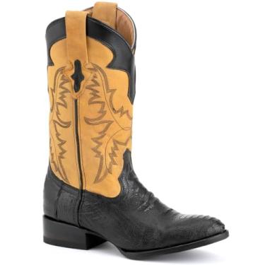Imagem de FERRINI Bota masculina preta Nash Ostrich Leg R-Toe, Preto, 40