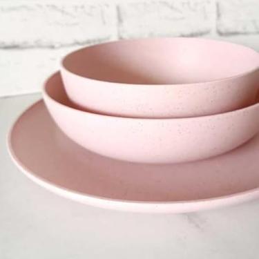 Imagem de kit Pratos Raso Fundo Bowl para Refeição em Polipropileno Jogo de Jantar Almoço (Rosa,6 kits 18 peças)