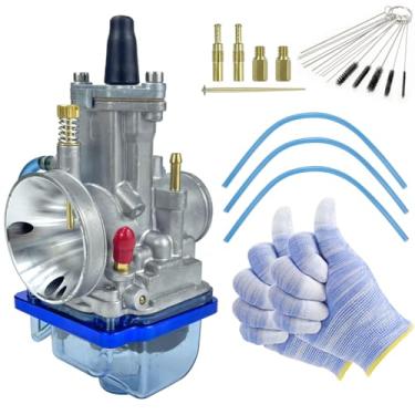 Imagem de Carburador de motocicleta de 34 mm compatível com motor universal de 125cc a 250cc 2T 4T Pit Dirt Bike Motocross On/Off Road ATV Quad Scooter (azul, 34 mm)