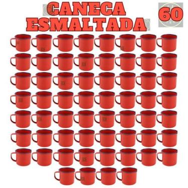 Imagem de Caneca Esmaltada Retro Antiga Vermelha 150ml 60 Unidades - Leão Verde