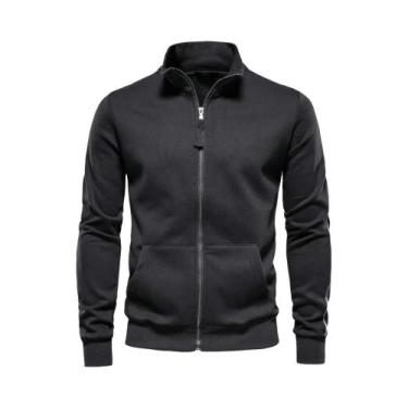 Imagem de Jaqueta Cardigan Casual De Moletom Com Zíper Em Mistura De Algodão Par