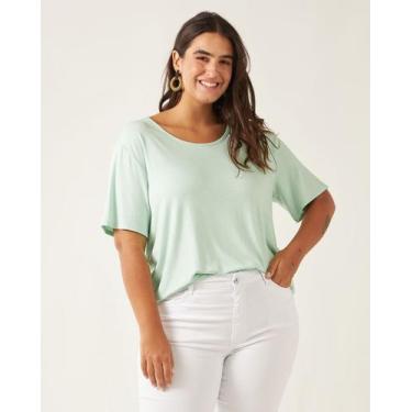 Imagem de Blusa Básica Feminina Plus Size Decote Redondo Em Viscolinho Stretch -