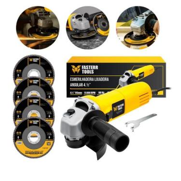Imagem de Esmerilhadeira Lixadeira Angular 820W 11000 Rpm com acessórios Fasterr