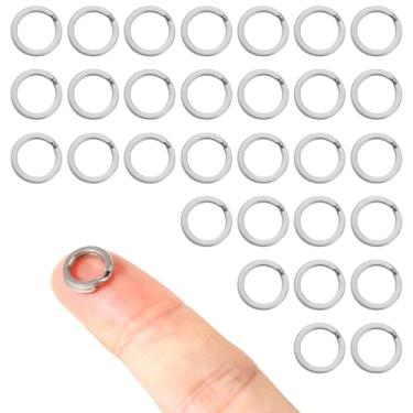 Imagem de Chaveiro redondo de aço inoxidável de 30 peças, anel de salto dividido prata de 1 cm, etiquetas de identificação de cães, acessório para fazer joias, artesanato e organização de chaves de carro