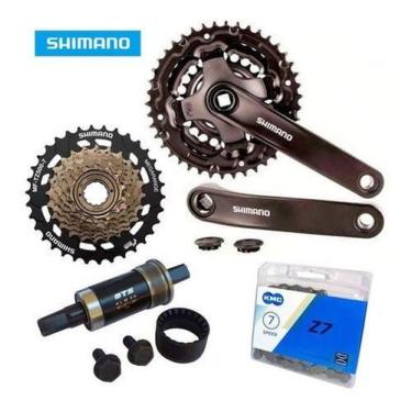 Imagem de Kit Pe De Vela Shimano Corrente Catraca 7v Central Bike 301 - Shimano,