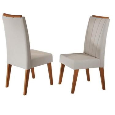 Imagem de Conjunto 2 Cadeiras Safira Viero, Natural Veludo Pastel