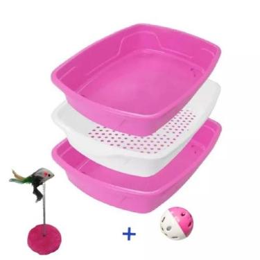 Imagem de Caixa Areia Furba Cat Clean Com Peneira + Brinquedos Para Gatos - luna